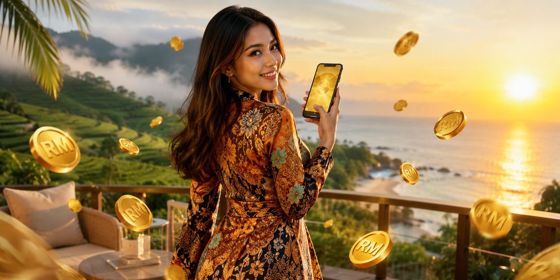 Pengguna Malaysia berpakaian batik mendaftar akaun baharu di platform 2600 untuk menikmati bonus
